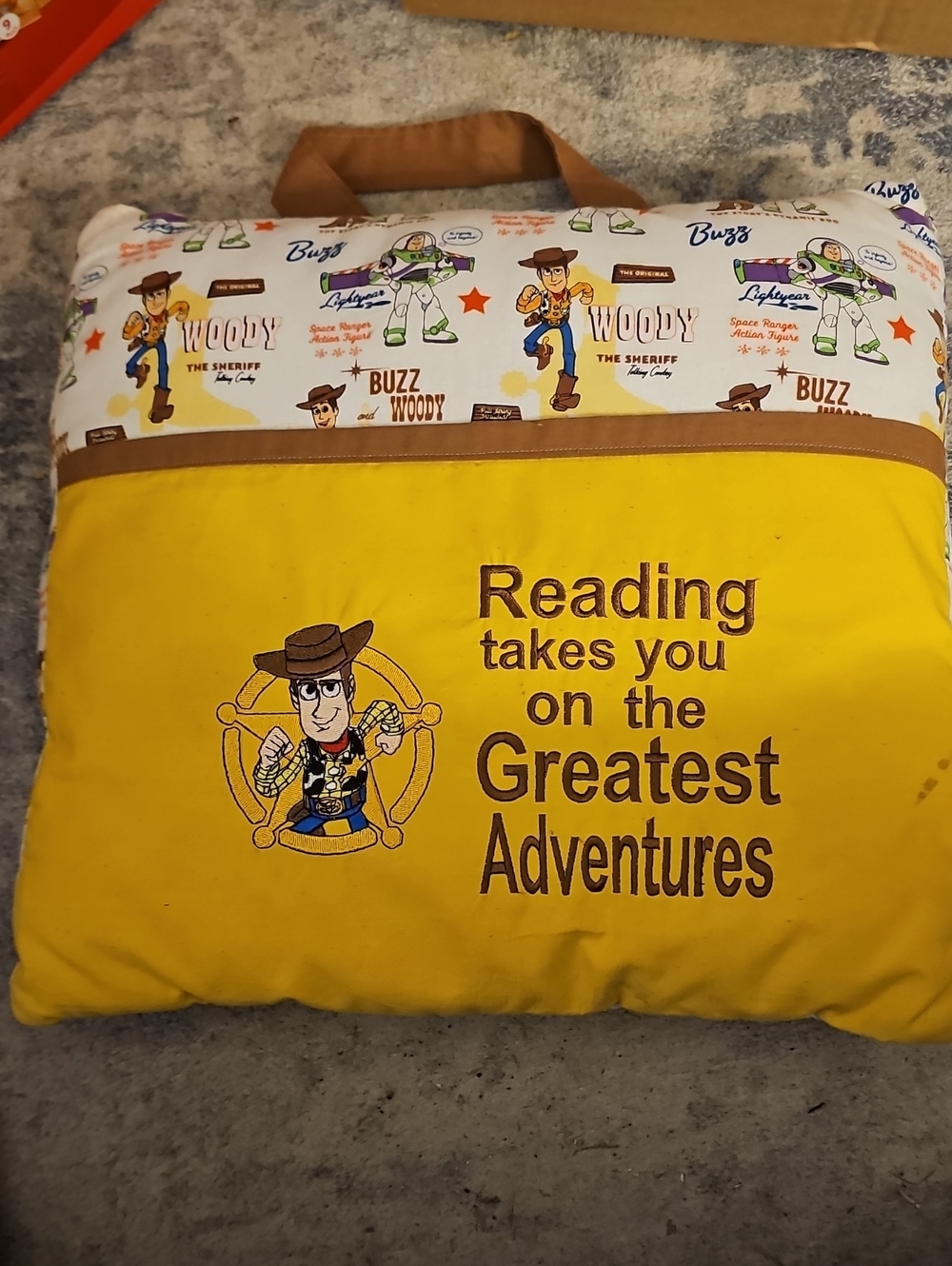 Toy Story 'Reading Takes You on the Greatest Adventures' Kids Pillow - Yellow